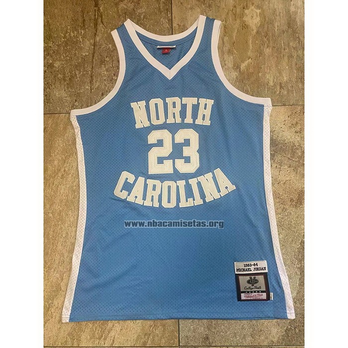 Camiseta NCAA North Carolina Tar Heels Michael Jordan NO 23 Mitchell & Ness 1983-84 Azul